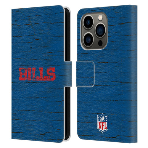 NFL Buffalo Bills Logo Distressed Look Leather Book Wallet Case Cover For Apple iPhone 14 Pro