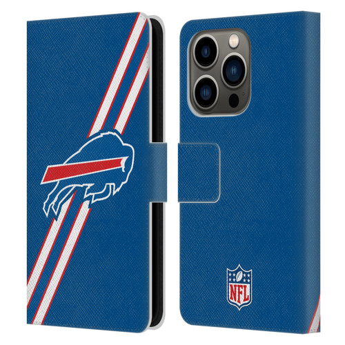 NFL Buffalo Bills Logo Stripes Leather Book Wallet Case Cover For Apple iPhone 14 Pro