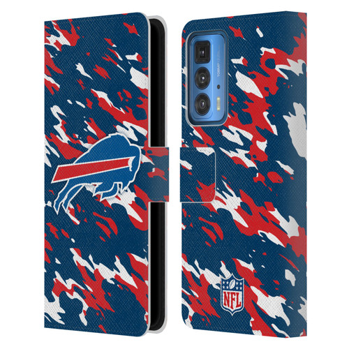 NFL Buffalo Bills Logo Camou Leather Book Wallet Case Cover For Motorola Edge 20 Pro