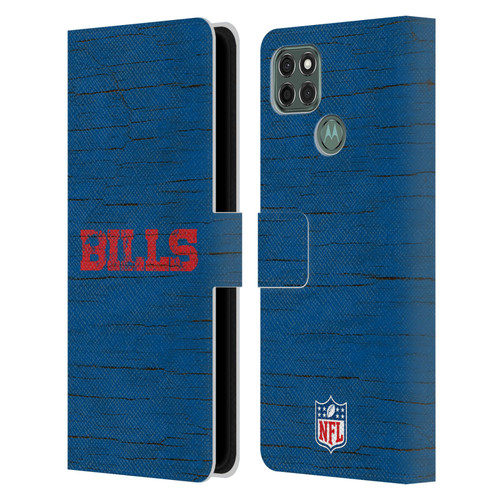 NFL Buffalo Bills Logo Distressed Look Leather Book Wallet Case Cover For Motorola Moto G9 Power