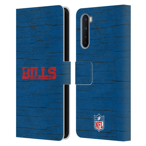 NFL Buffalo Bills Logo Distressed Look Leather Book Wallet Case Cover For OnePlus Nord 5G