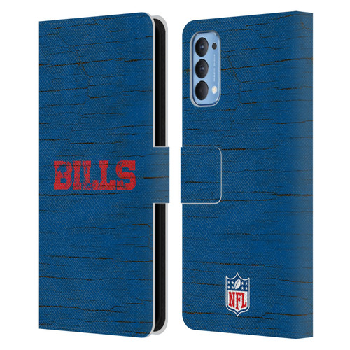 NFL Buffalo Bills Logo Distressed Look Leather Book Wallet Case Cover For OPPO Reno 4 5G