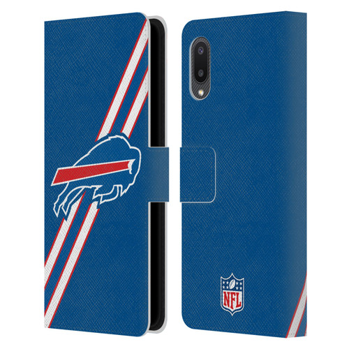 NFL Buffalo Bills Logo Stripes Leather Book Wallet Case Cover For Samsung Galaxy A02/M02 (2021)