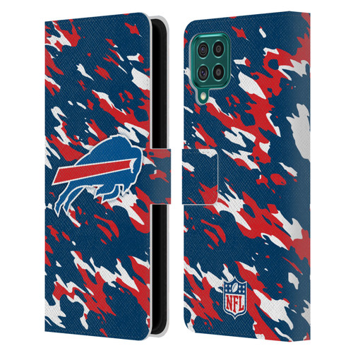 NFL Buffalo Bills Logo Camou Leather Book Wallet Case Cover For Samsung Galaxy F62 (2021)