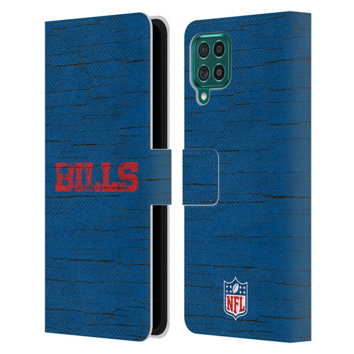 NFL Buffalo Bills Logo Distressed Look Leather Book Wallet Case Cover For Samsung Galaxy F62 (2021)