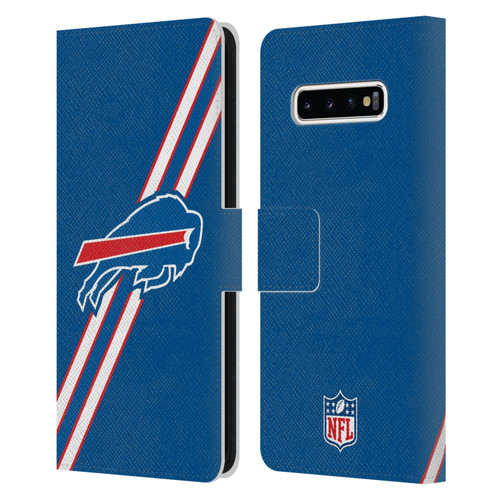 NFL Buffalo Bills Logo Stripes Leather Book Wallet Case Cover For Samsung Galaxy S10+ / S10 Plus