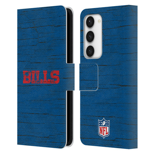 NFL Buffalo Bills Logo Distressed Look Leather Book Wallet Case Cover For Samsung Galaxy S23 5G