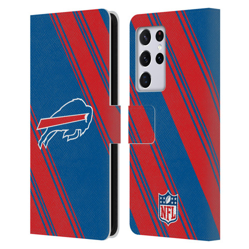 NFL Buffalo Bills Artwork Stripes Leather Book Wallet Case Cover For Samsung Galaxy S21 Ultra 5G