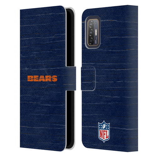 NFL Chicago Bears Logo Distressed Look Leather Book Wallet Case Cover For HTC Desire 21 Pro 5G