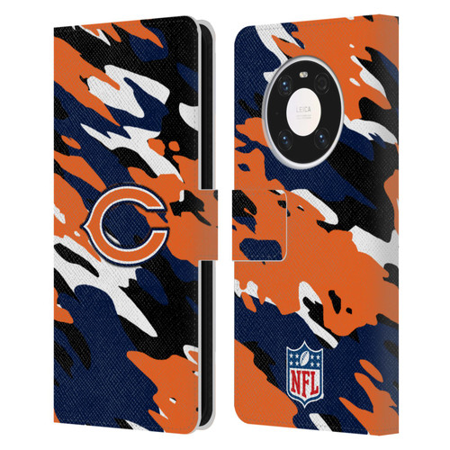 NFL Chicago Bears Logo Camou Leather Book Wallet Case Cover For Huawei Mate 40 Pro 5G