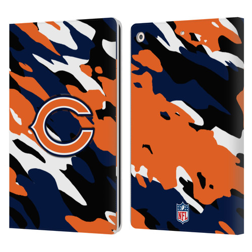 NFL Chicago Bears Logo Camou Leather Book Wallet Case Cover For Apple iPad 10.2 2019/2020/2021
