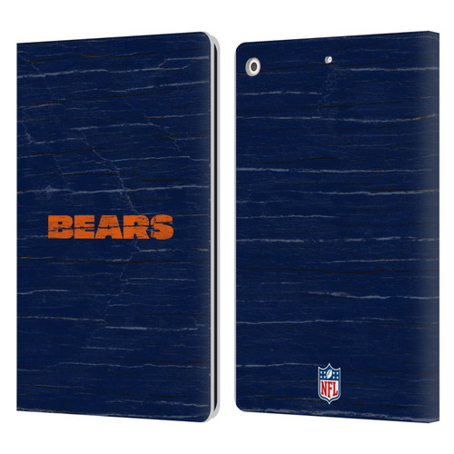 NFL Chicago Bears Logo Distressed Look Leather Book Wallet Case Cover For Apple iPad 10.2 2019/2020/2021