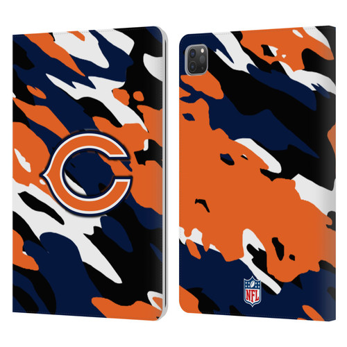 NFL Chicago Bears Logo Camou Leather Book Wallet Case Cover For Apple iPad Pro 11 2020 / 2021 / 2022
