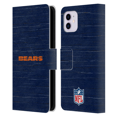 NFL Chicago Bears Logo Distressed Look Leather Book Wallet Case Cover For Apple iPhone 11