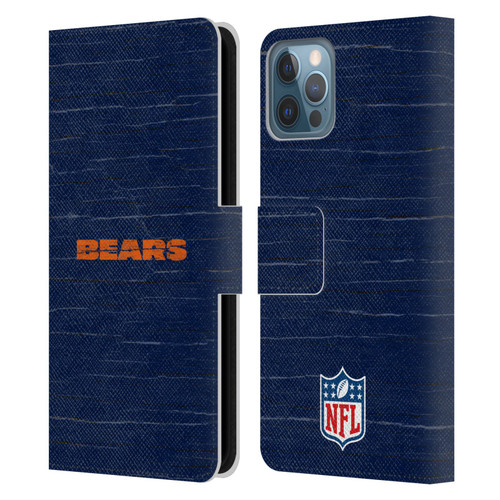 NFL Chicago Bears Logo Distressed Look Leather Book Wallet Case Cover For Apple iPhone 12 / iPhone 12 Pro