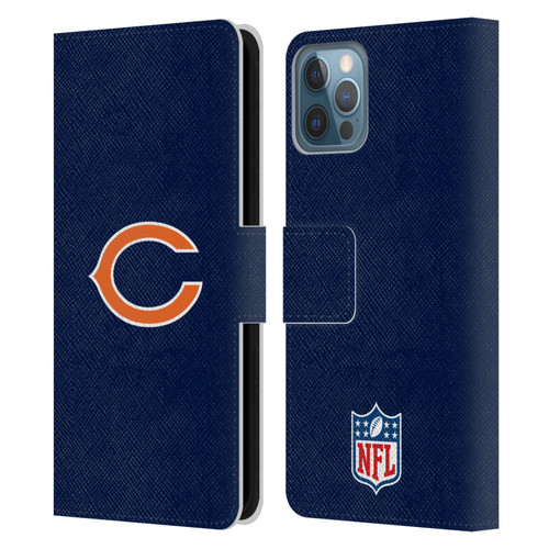 NFL Chicago Bears Logo Plain Leather Book Wallet Case Cover For Apple iPhone 12 / iPhone 12 Pro