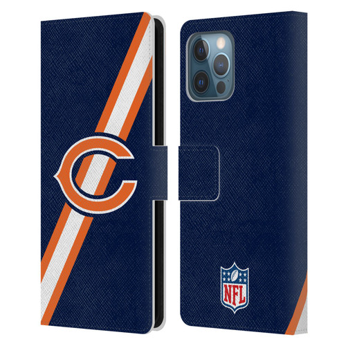 NFL Chicago Bears Logo Stripes Leather Book Wallet Case Cover For Apple iPhone 12 Pro Max