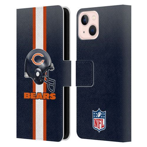 NFL Chicago Bears Logo Helmet Leather Book Wallet Case Cover For Apple iPhone 13