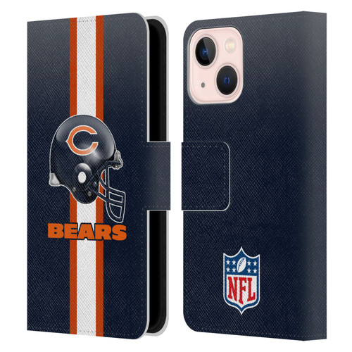 NFL Chicago Bears Logo Helmet Leather Book Wallet Case Cover For Apple iPhone 13 Mini
