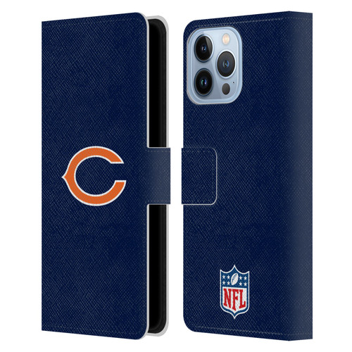 NFL Chicago Bears Logo Plain Leather Book Wallet Case Cover For Apple iPhone 13 Pro Max