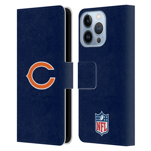 NFL Chicago Bears Logo Plain Leather Book Wallet Case Cover For Apple iPhone 13 Pro