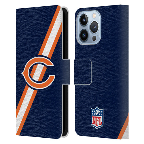 NFL Chicago Bears Logo Stripes Leather Book Wallet Case Cover For Apple iPhone 13 Pro