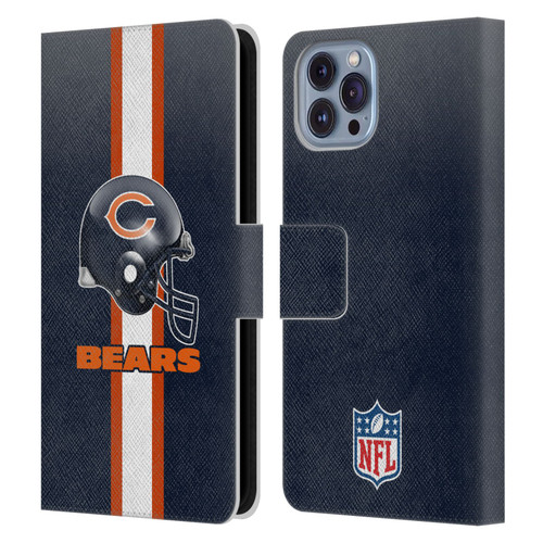 NFL Chicago Bears Logo Helmet Leather Book Wallet Case Cover For Apple iPhone 14