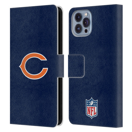 NFL Chicago Bears Logo Plain Leather Book Wallet Case Cover For Apple iPhone 14