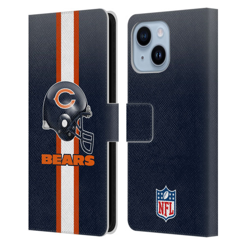 NFL Chicago Bears Logo Helmet Leather Book Wallet Case Cover For Apple iPhone 14 Plus