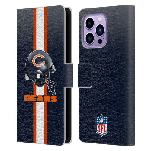 NFL Chicago Bears Logo Helmet Leather Book Wallet Case Cover For Apple iPhone 14 Pro Max