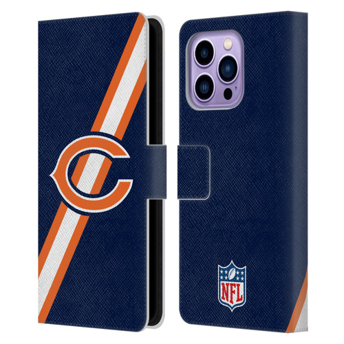 NFL Chicago Bears Logo Stripes Leather Book Wallet Case Cover For Apple iPhone 14 Pro Max