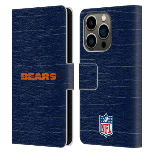 NFL Chicago Bears Logo Distressed Look Leather Book Wallet Case Cover For Apple iPhone 14 Pro