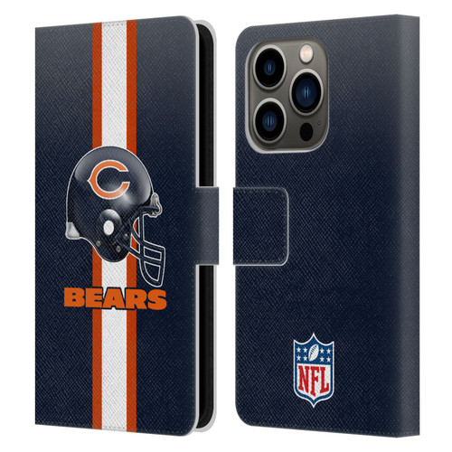 NFL Chicago Bears Logo Helmet Leather Book Wallet Case Cover For Apple iPhone 14 Pro