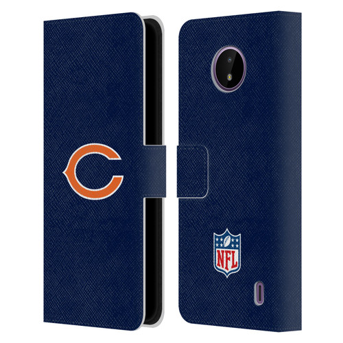 NFL Chicago Bears Logo Plain Leather Book Wallet Case Cover For Nokia C10 / C20