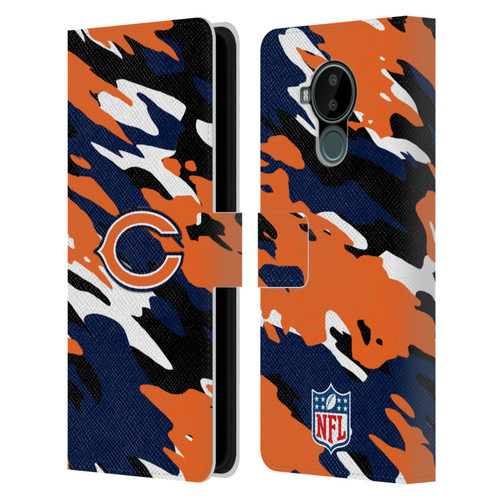 NFL Chicago Bears Logo Camou Leather Book Wallet Case Cover For Nokia C30