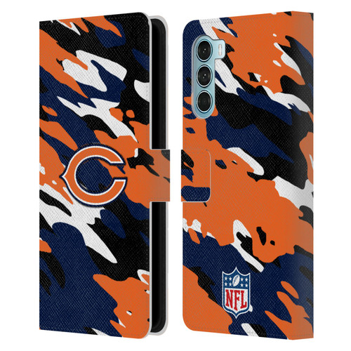 NFL Chicago Bears Logo Camou Leather Book Wallet Case Cover For Motorola Edge S30 / Moto G200 5G