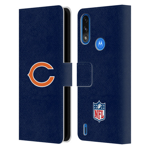 NFL Chicago Bears Logo Plain Leather Book Wallet Case Cover For Motorola Moto E7 Power / Moto E7i Power