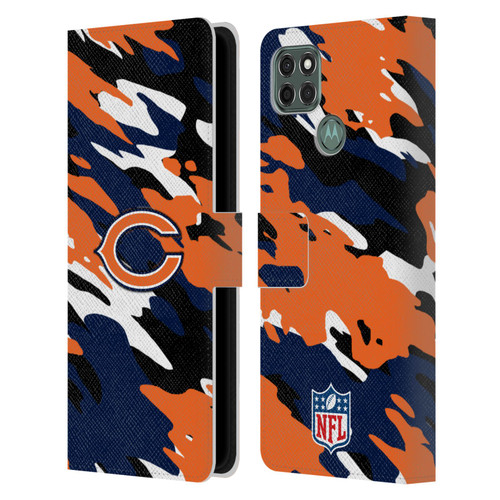 NFL Chicago Bears Logo Camou Leather Book Wallet Case Cover For Motorola Moto G9 Power