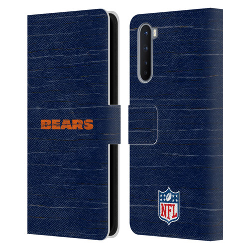 NFL Chicago Bears Logo Distressed Look Leather Book Wallet Case Cover For OnePlus Nord 5G