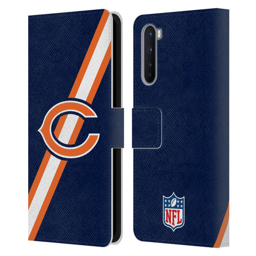NFL Chicago Bears Logo Stripes Leather Book Wallet Case Cover For OnePlus Nord 5G