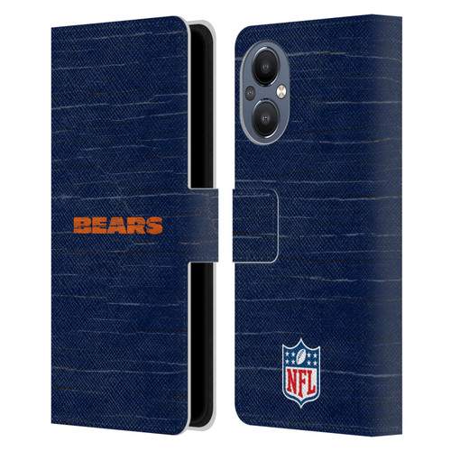 NFL Chicago Bears Logo Distressed Look Leather Book Wallet Case Cover For OnePlus Nord N20 5G