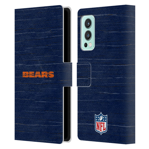 NFL Chicago Bears Logo Distressed Look Leather Book Wallet Case Cover For OnePlus Nord 2 5G