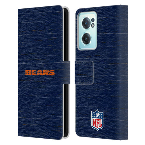 NFL Chicago Bears Logo Distressed Look Leather Book Wallet Case Cover For OnePlus Nord CE 2 5G