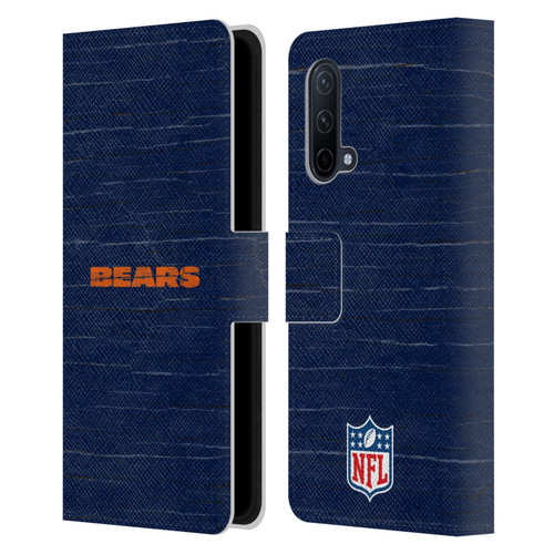NFL Chicago Bears Logo Distressed Look Leather Book Wallet Case Cover For OnePlus Nord CE 5G