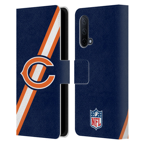 NFL Chicago Bears Logo Stripes Leather Book Wallet Case Cover For OnePlus Nord CE 5G