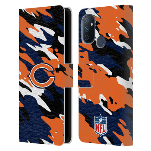 NFL Chicago Bears Logo Camou Leather Book Wallet Case Cover For OnePlus Nord N100