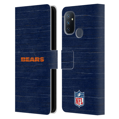 NFL Chicago Bears Logo Distressed Look Leather Book Wallet Case Cover For OnePlus Nord N100
