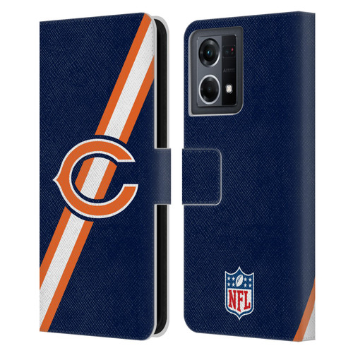 NFL Chicago Bears Logo Stripes Leather Book Wallet Case Cover For OPPO Reno8 4G