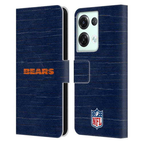 NFL Chicago Bears Logo Distressed Look Leather Book Wallet Case Cover For OPPO Reno8 Pro