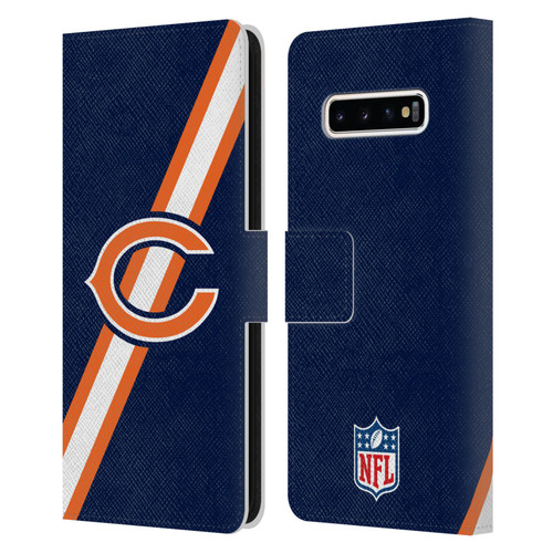 NFL Chicago Bears Logo Stripes Leather Book Wallet Case Cover For Samsung Galaxy S10+ / S10 Plus